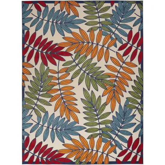 Ivory Blue And Orange Indoor Outdoor Area Rug Photo 1