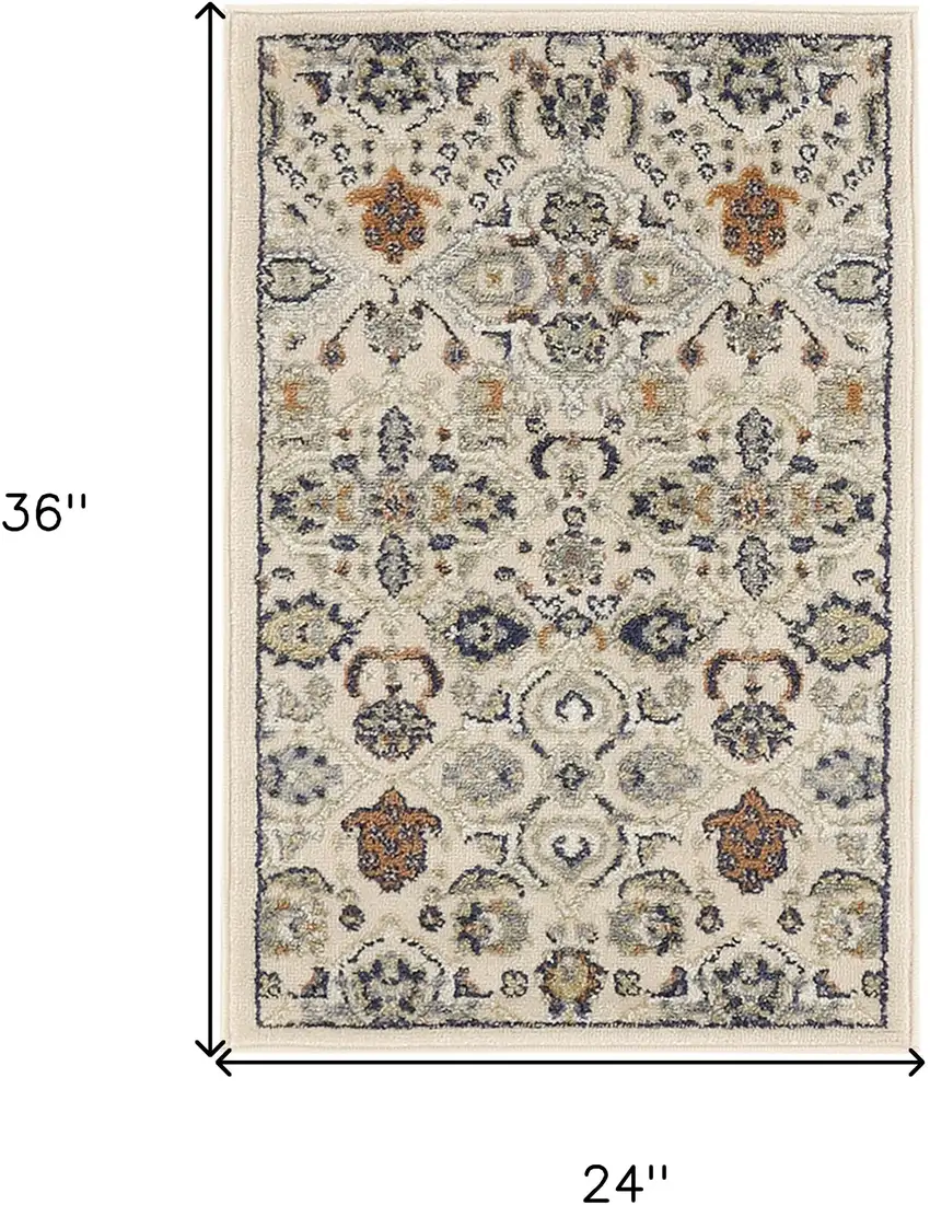 Beige Floral Power Loom Area Rug Photo 3