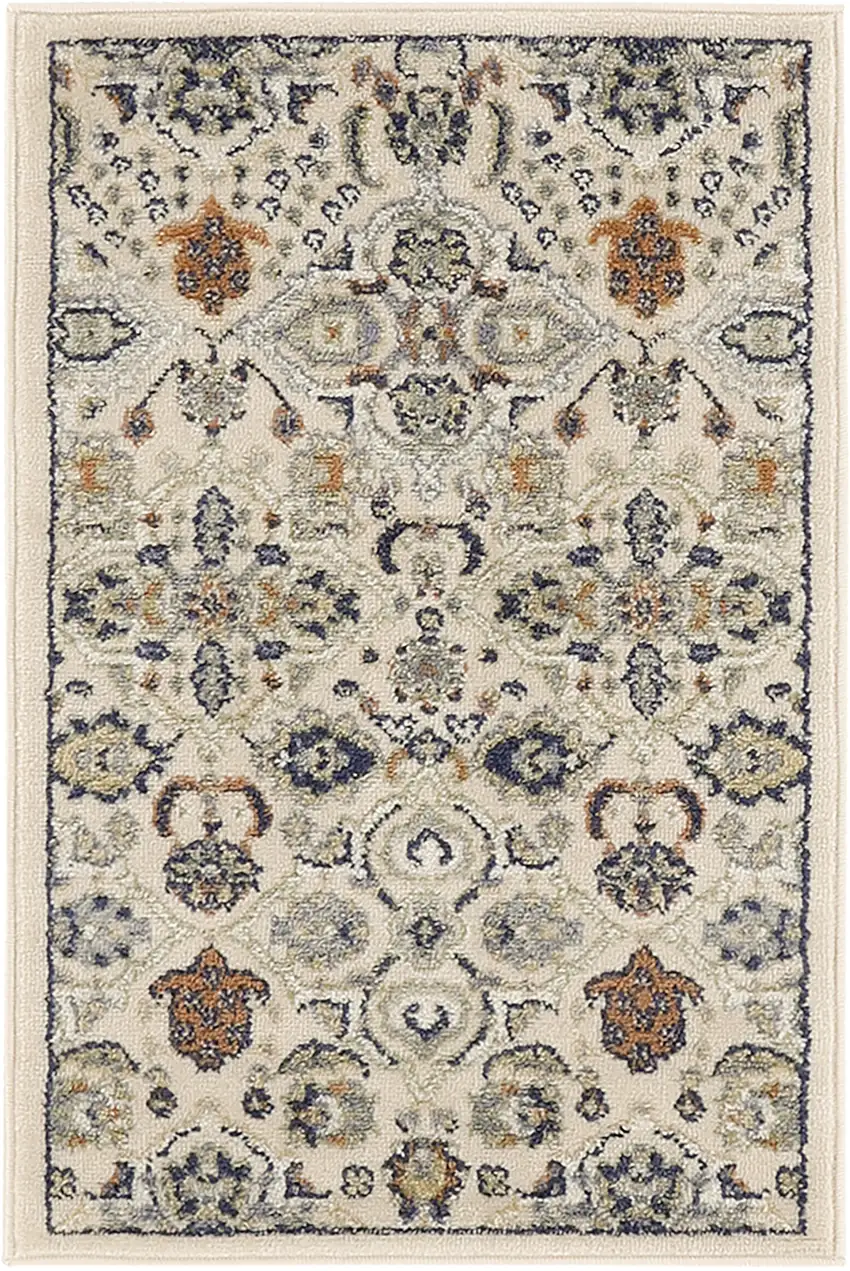 Beige Floral Power Loom Area Rug Photo 1