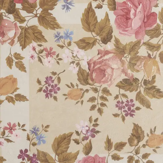 Beige Floral Power Loom Non Skid Area Rug Photo 6