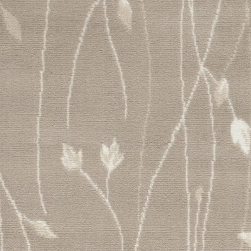 Beige Floral Power Loom Runner Rug Photo 5