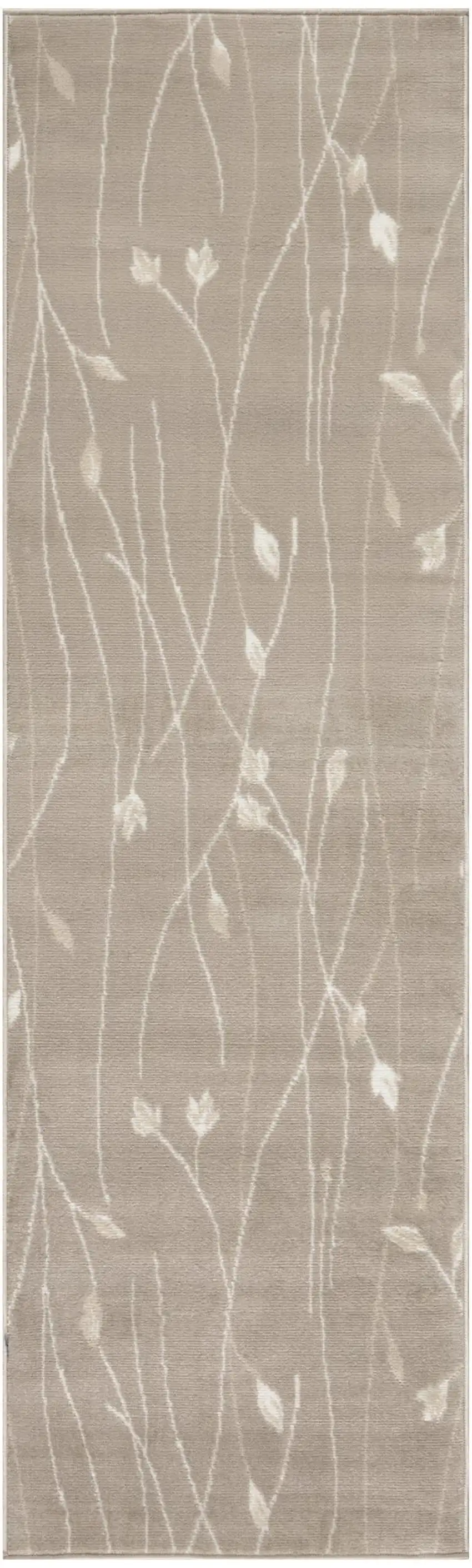 8' Beige And Ivory Floral Runner Rug Photo 8