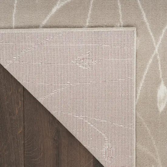 8' Beige And Ivory Floral Runner Rug Photo 9