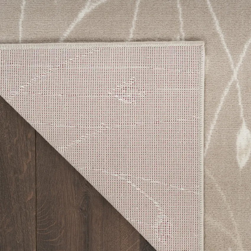 8' Beige And Ivory Floral Runner Rug Photo 9