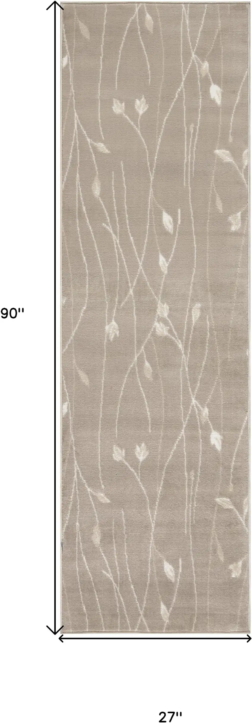 Beige Floral Power Loom Runner Rug Photo 3