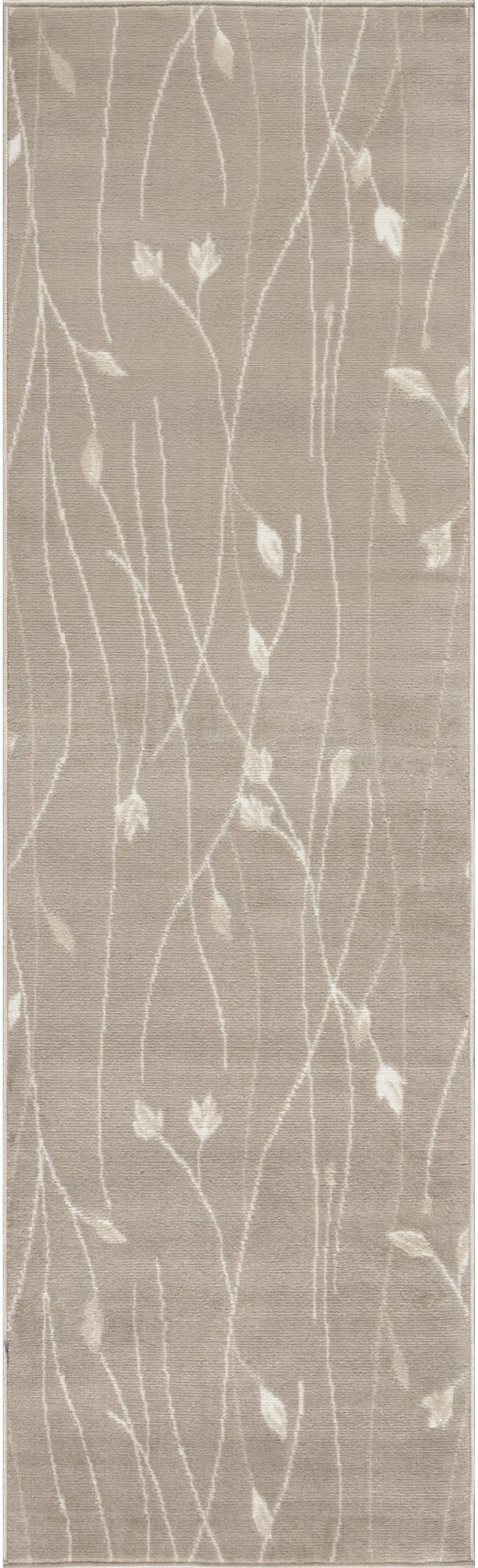 Beige Floral Power Loom Runner Rug Photo 2