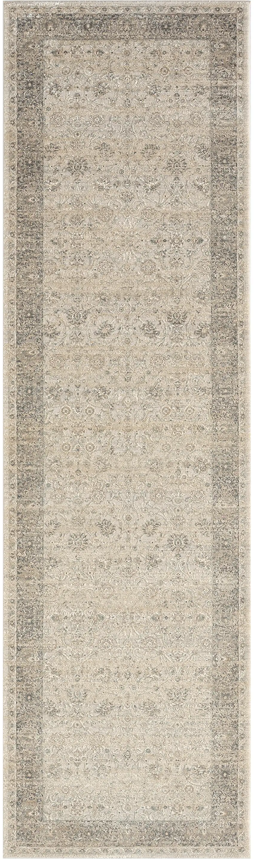 Beige Floral Runner Rug Photo 1