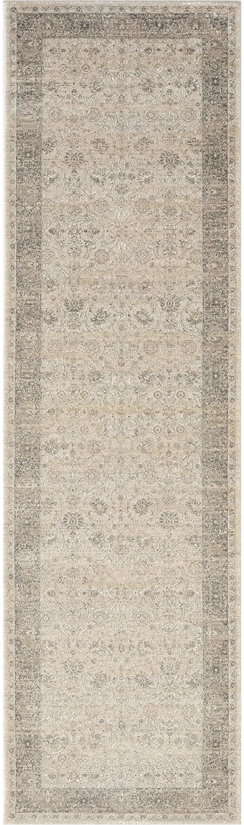 Beige Floral Runner Rug Photo 3