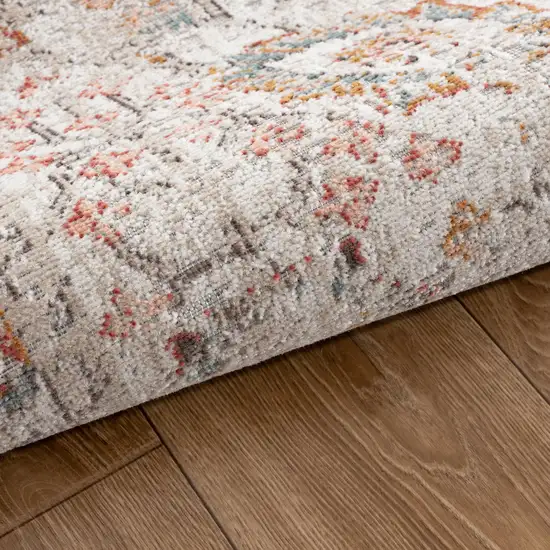 Beige Floral Stain Resistant Indoor Outdoor Area Rug Photo 3