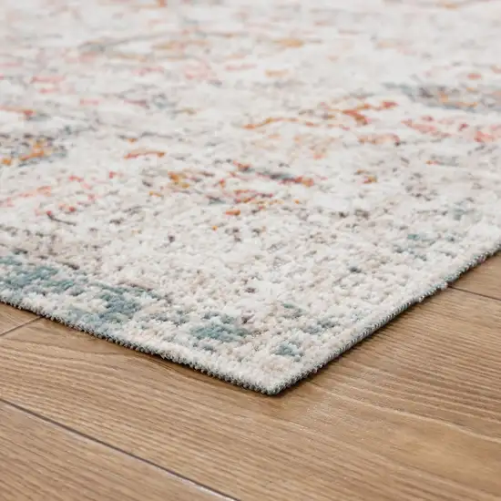 Beige Floral Stain Resistant Indoor Outdoor Area Rug Photo 4