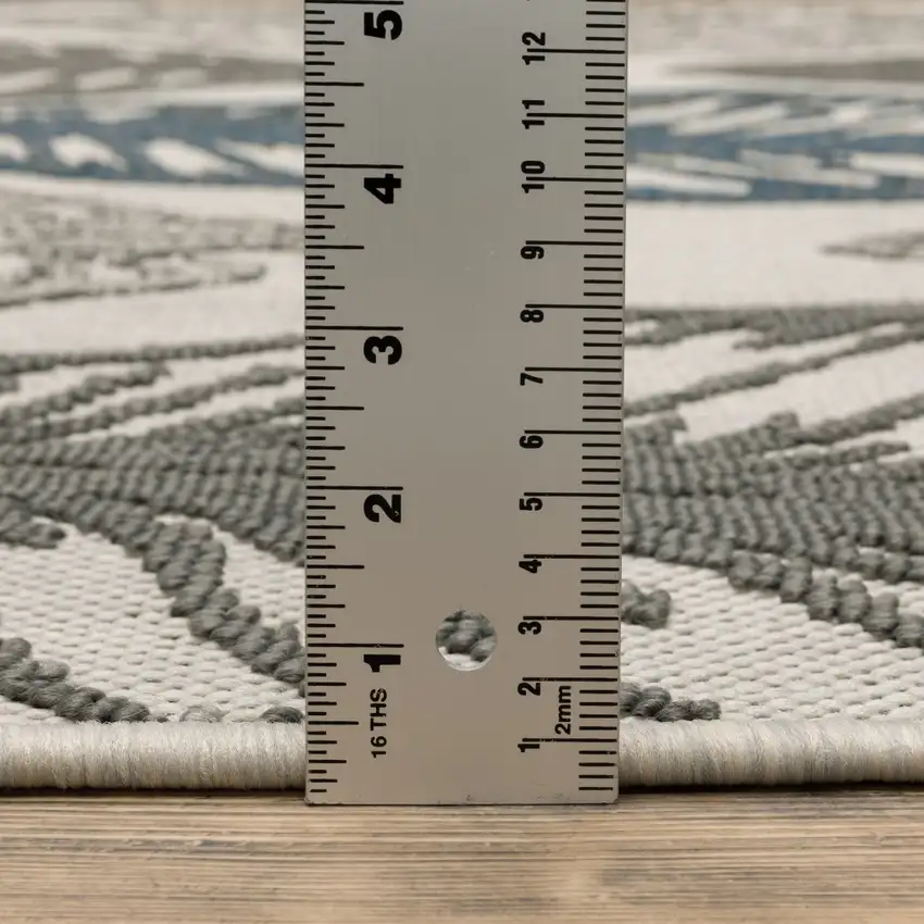 Beige Floral Stain Resistant Indoor Outdoor Area Rug Photo 6