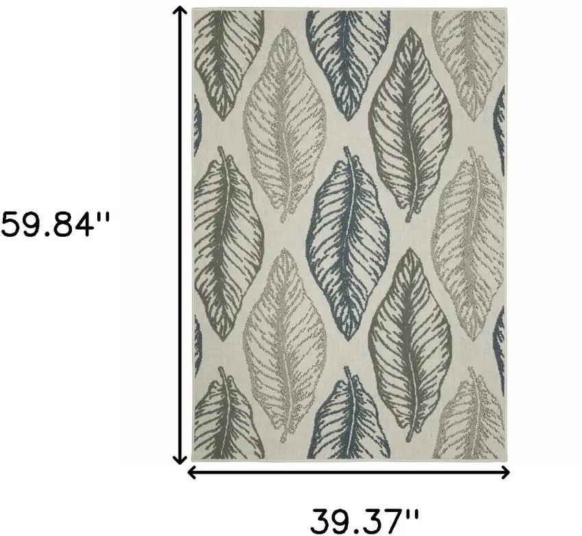 Beige Floral Stain Resistant Indoor Outdoor Area Rug Photo 8