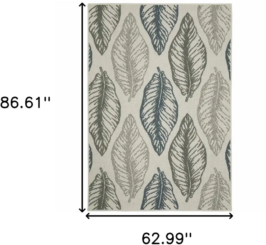 Beige Floral Stain Resistant Indoor Outdoor Area Rug Photo 8