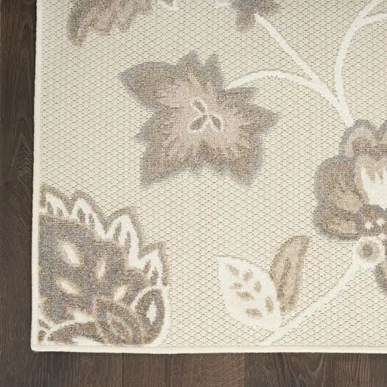 Beige Floral Stain Resistant Non Skid Area Rug Photo 4
