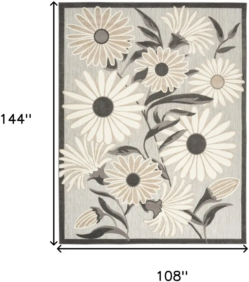 Beige Floral Stain Resistant Non Skid Area Rug Photo 6