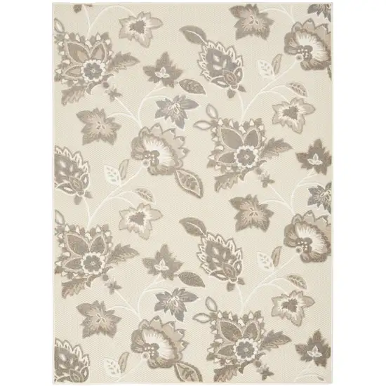Beige Floral Stain Resistant Non Skid Area Rug Photo 3