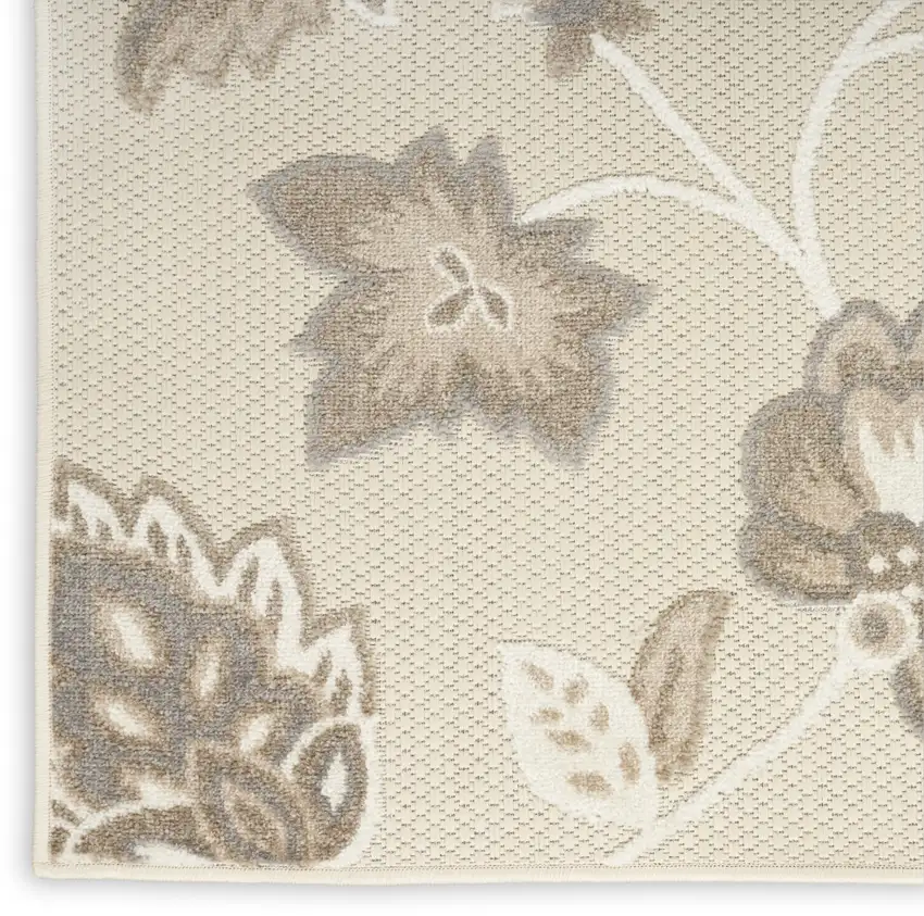 Beige Floral Stain Resistant Non Skid Area Rug Photo 1