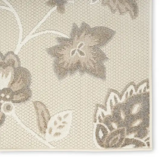 Beige Floral Stain Resistant Non Skid Area Rug Photo 5