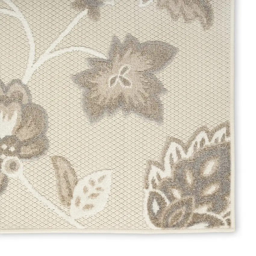 Beige Floral Stain Resistant Non Skid Area Rug Photo 5