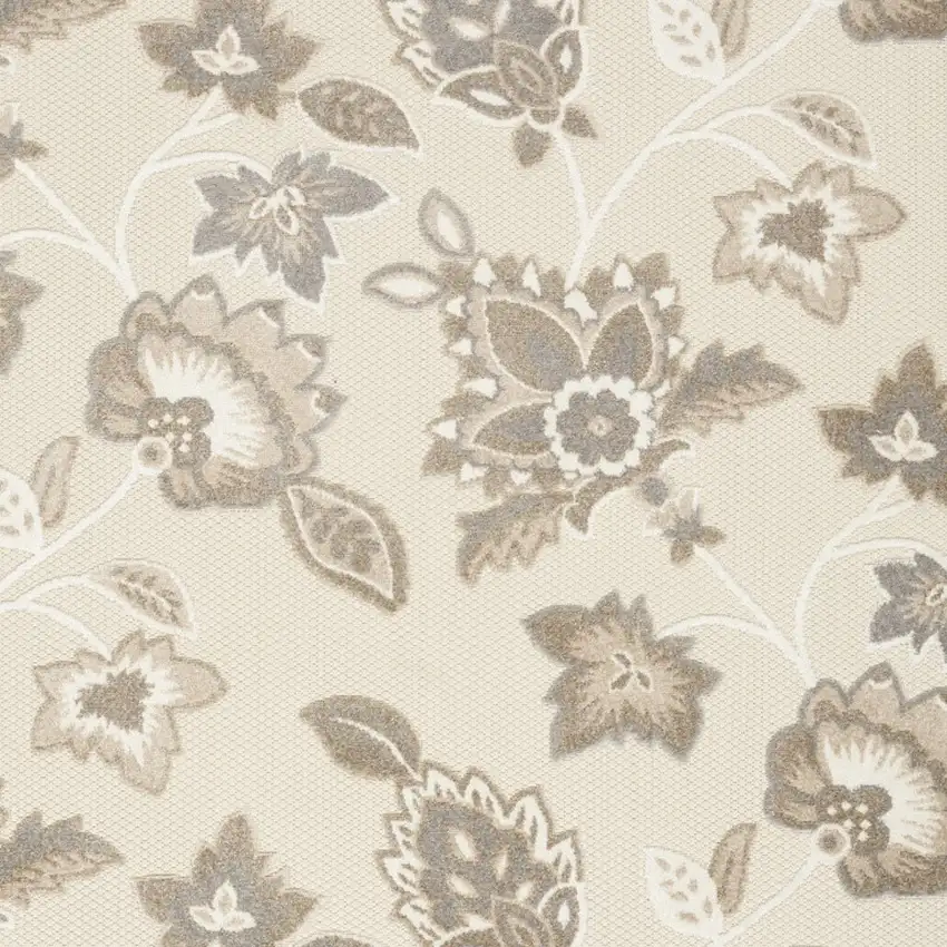 Beige Floral Stain Resistant Non Skid Area Rug Photo 5