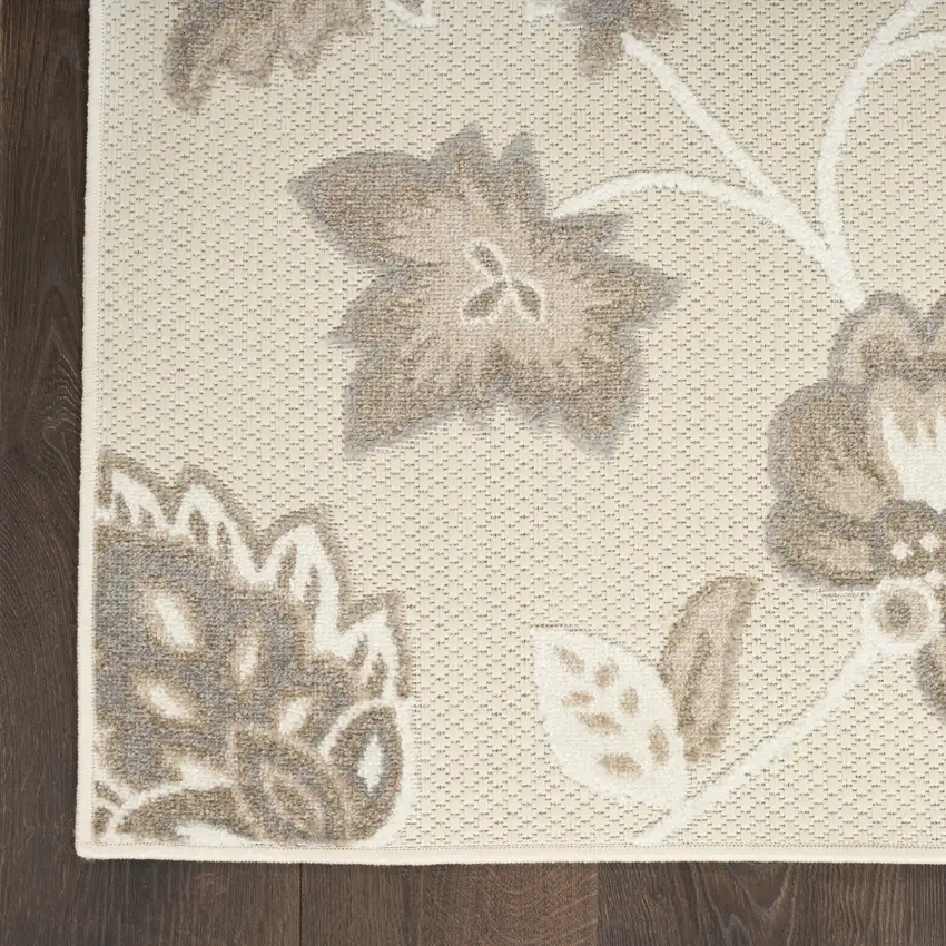 Beige Floral Non Skid Indoor Outdoor Area Rug Photo 4