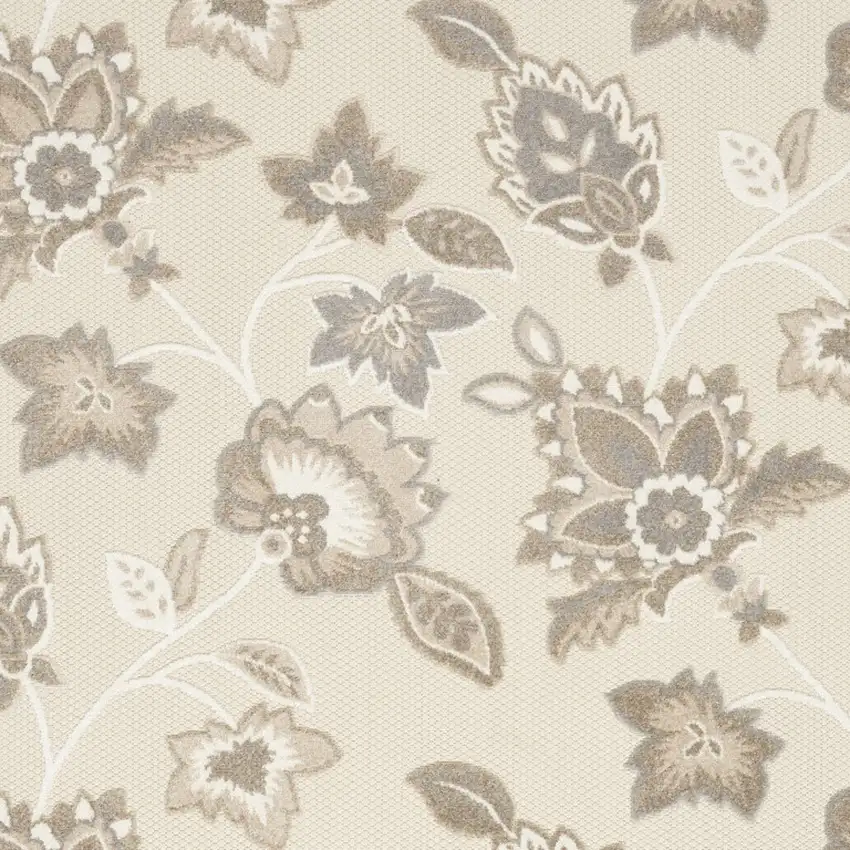 Beige Floral Stain Resistant Non Skid Area Rug Photo 4