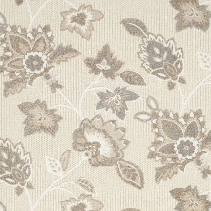Beige Floral Non Skid Indoor Outdoor Area Rug Photo 4