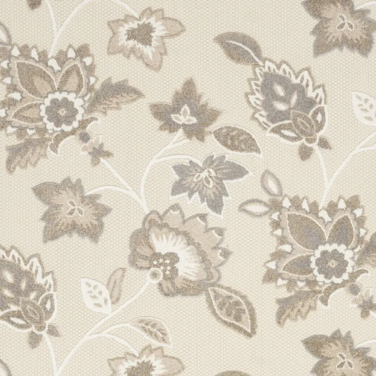Beige Floral Stain Resistant Non Skid Area Rug Photo 2