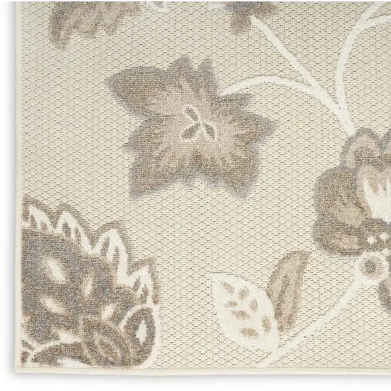 Beige Floral Non Skid Indoor Outdoor Area Rug Photo 1