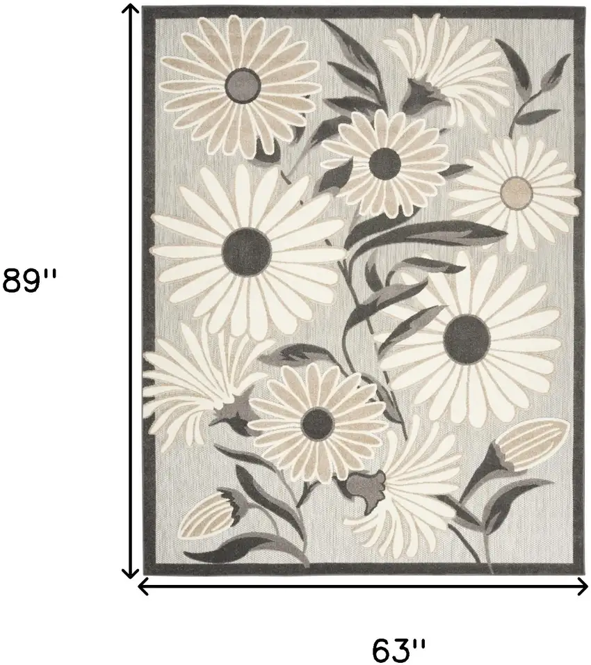 Beige Floral Stain Resistant Non Skid Area Rug Photo 6