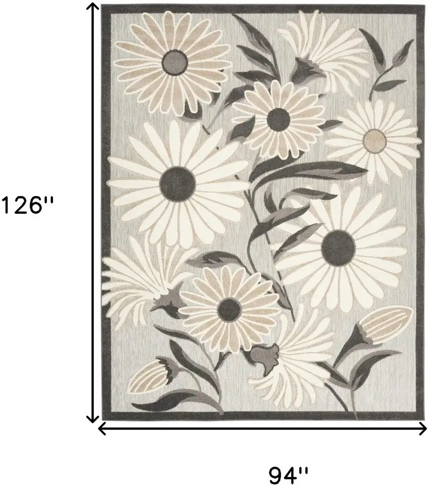 Beige Floral Stain Resistant Non Skid Area Rug Photo 6
