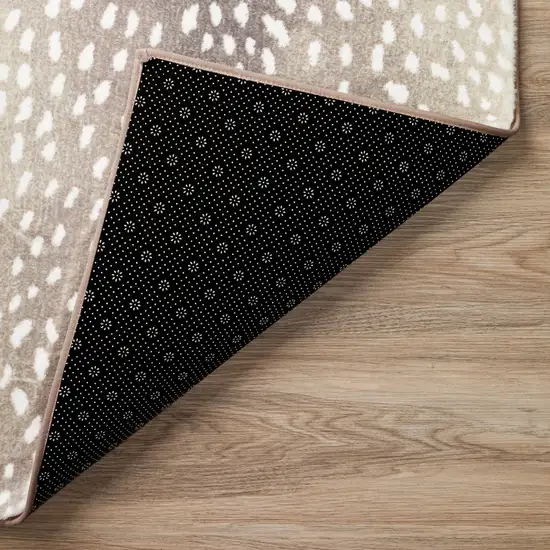 Beige Gazelle Print Shag Handmade Non Skid Area Rug Photo 3