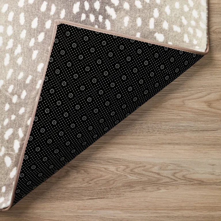 Beige Gazelle Print Shag Handmade Non Skid Area Rug Photo 2