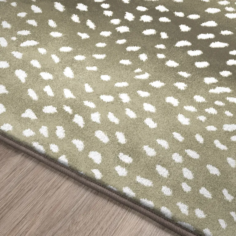Beige Gazelle Print Shag Handmade Non Skid Area Rug Photo 3