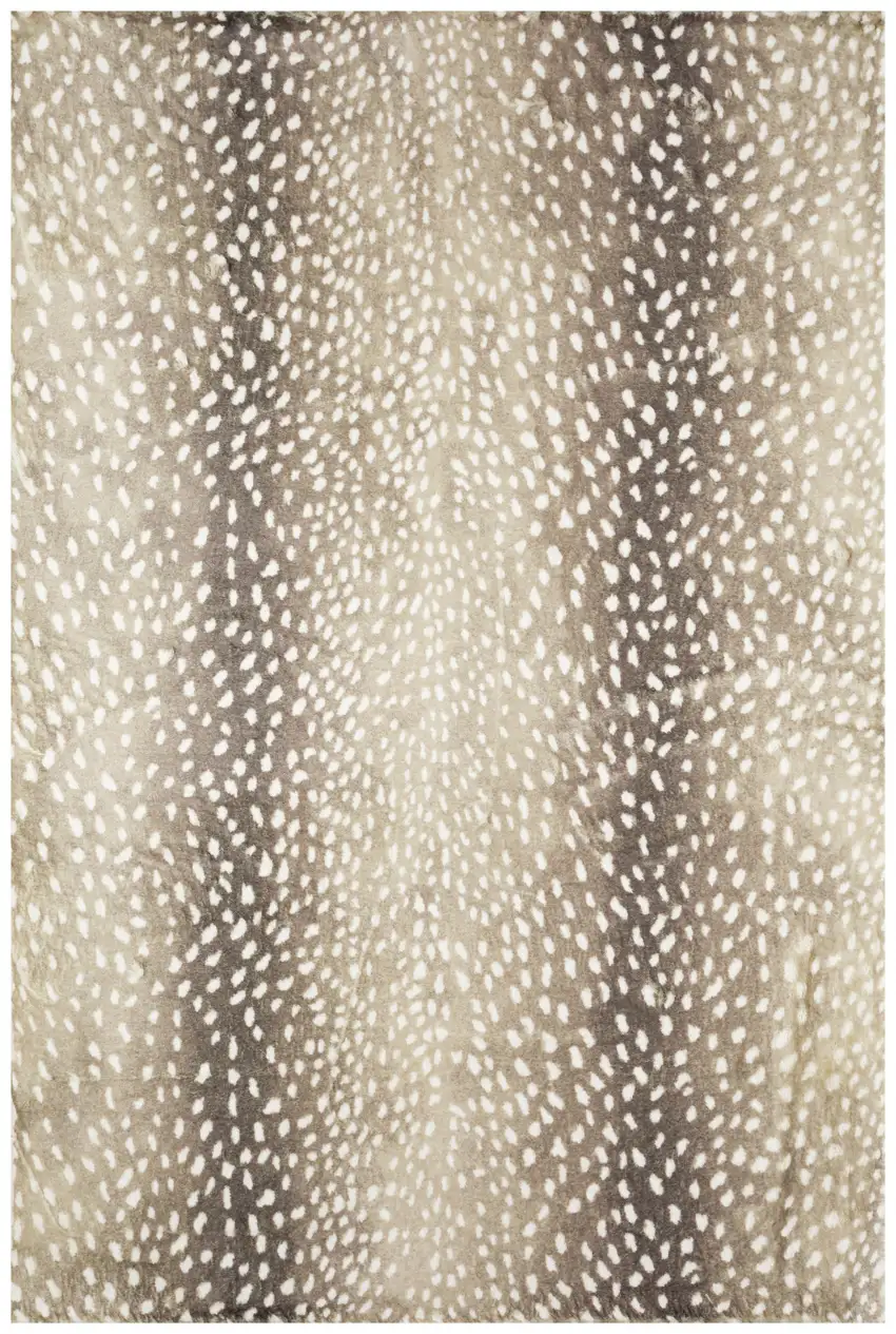 Beige Gazelle Print Shag Handmade Non Skid Area Rug Photo 4