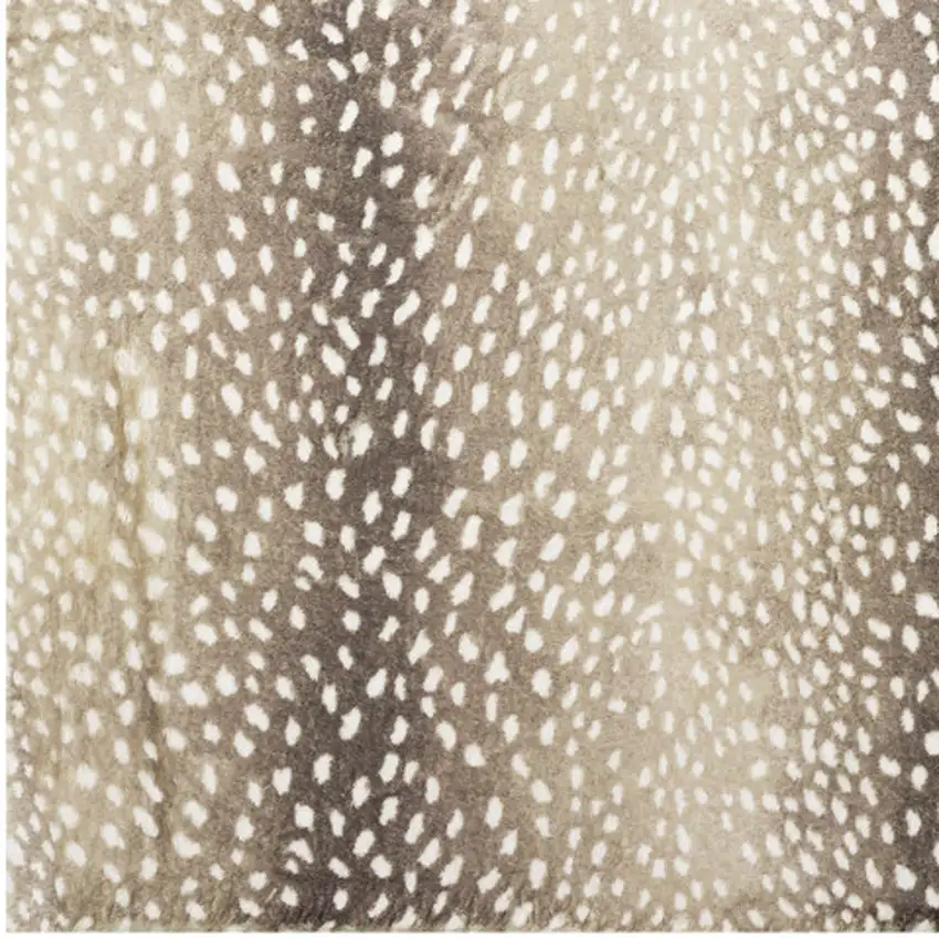 Beige Gazelle Print Shag Handmade Non Skid Area Rug Photo 4