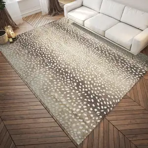 Photo of Beige Gazelle Print Shag Handmade Non Skid Area Rug