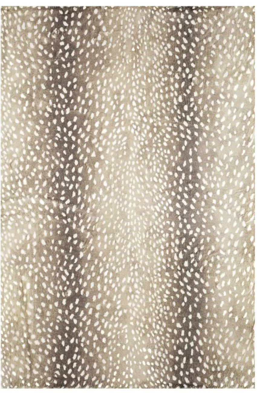 Beige Gazelle Print Shag Handmade Non Skid Area Rug Photo 2