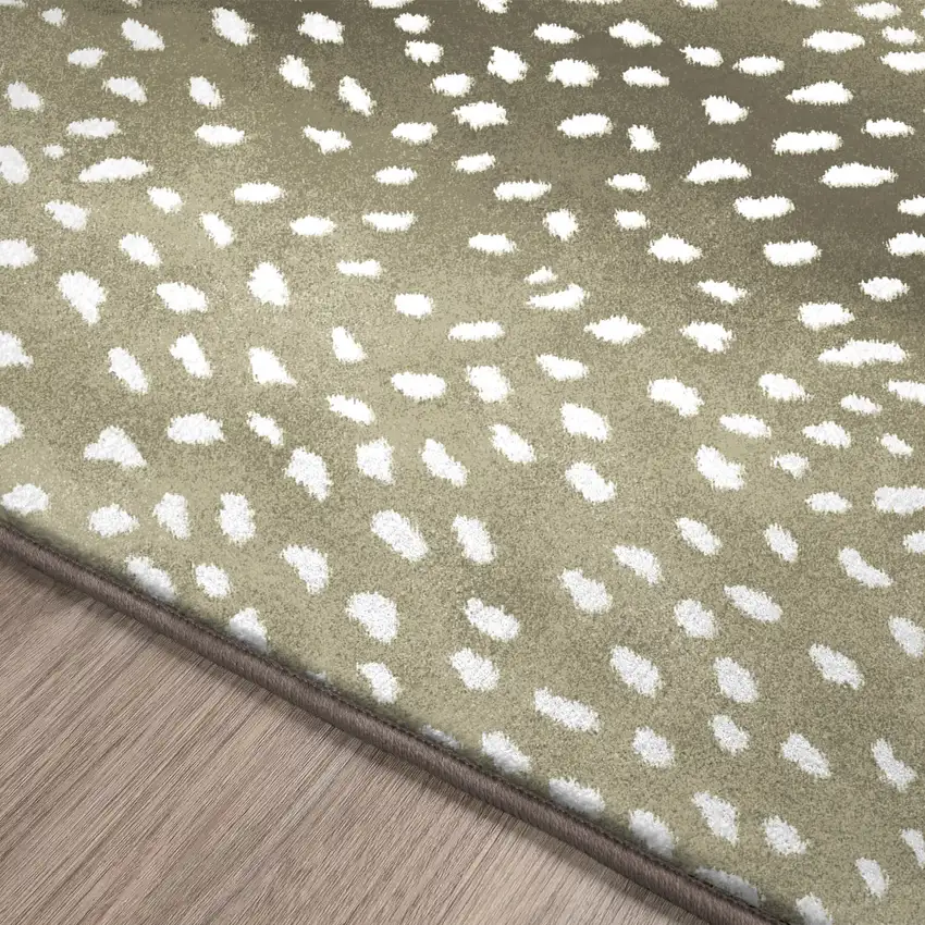 Beige Gazelle Print Shag Handmade Non Skid Area Rug Photo 4
