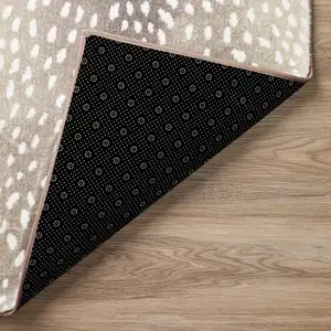 Photo of Beige Gazelle Print Shag Handmade Non Skid Runner Rug