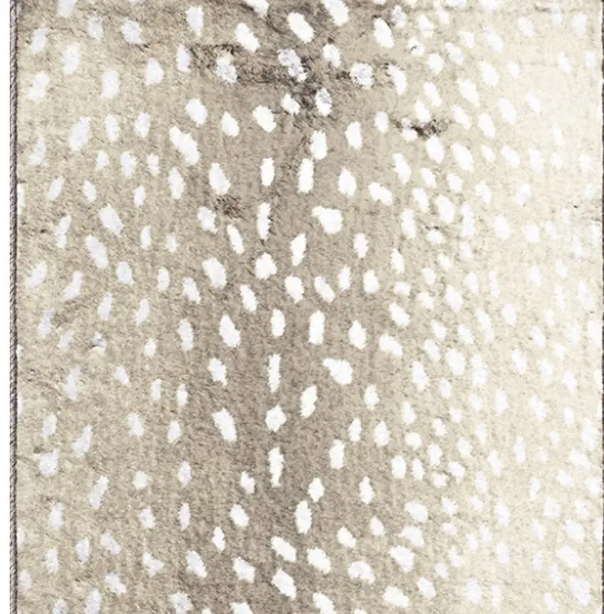 Beige Gazelle Print Shag Handmade Non Skid Runner Rug Photo 3