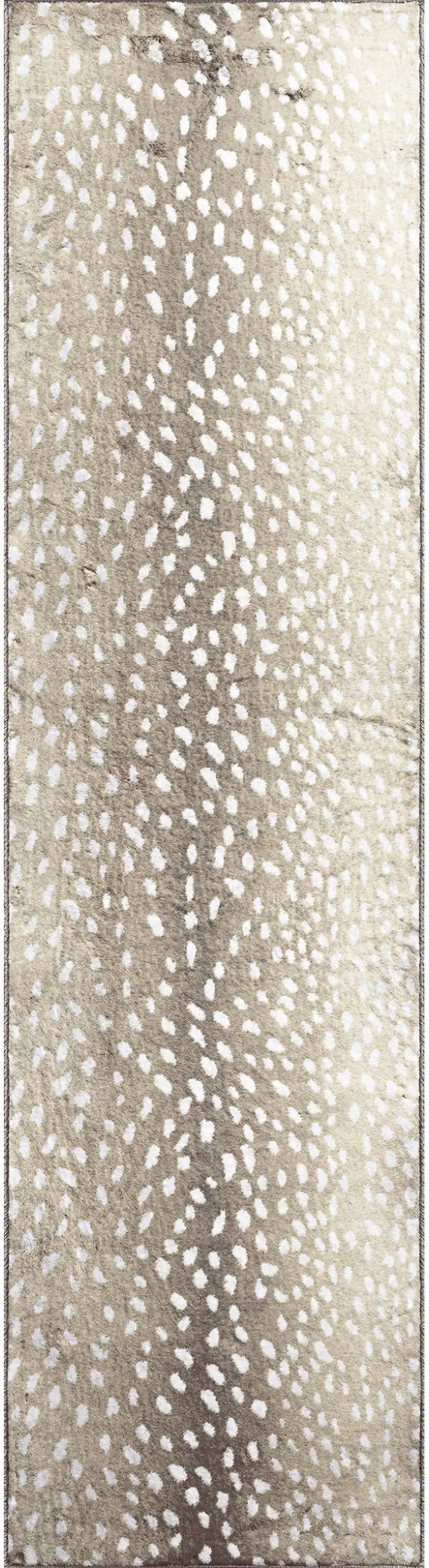 Beige Gazelle Print Shag Handmade Non Skid Runner Rug Photo 5