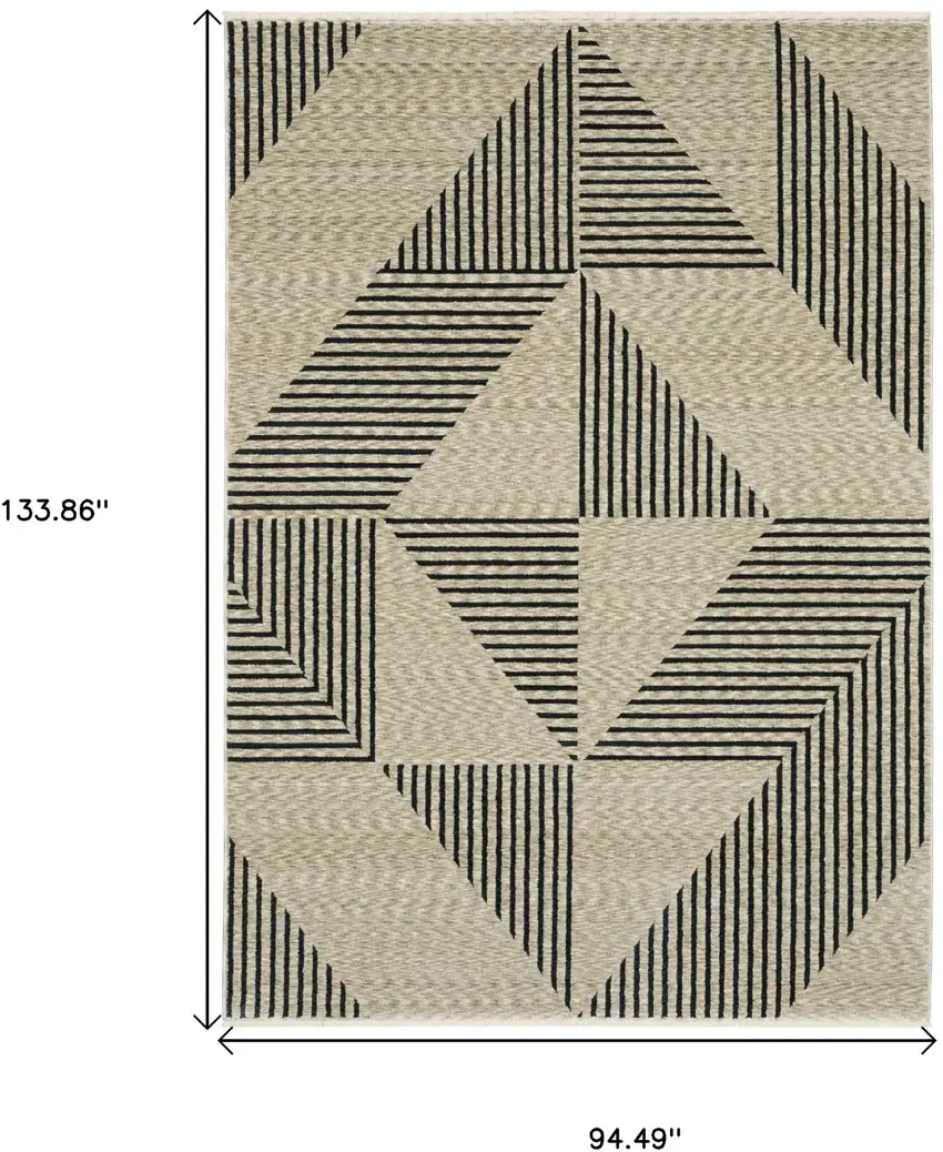 Beige Geometric Area Rug With Fringe Photo 3