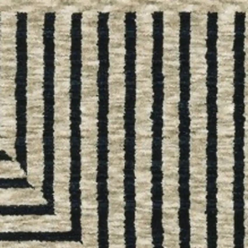 Beige Geometric Area Rug With Fringe Photo 4