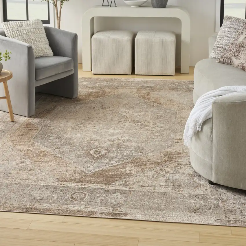Beige Geometric Area Rug Photo 4
