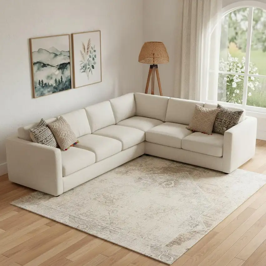 Beige Geometric Area Rug Photo 1