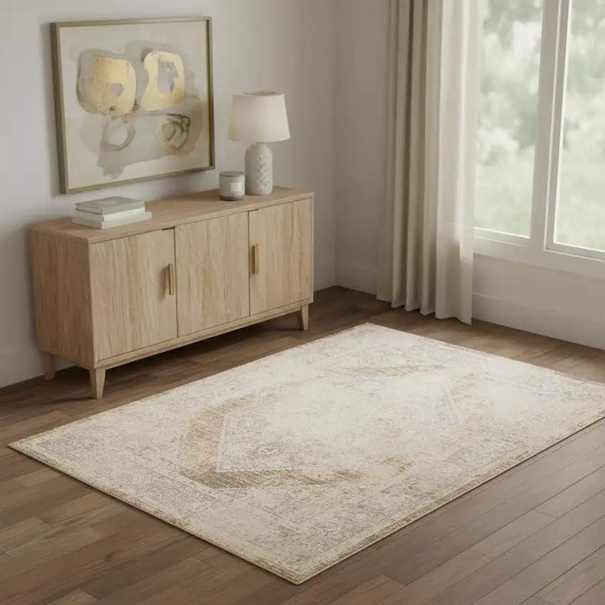 Beige Geometric Area Rug Photo 1