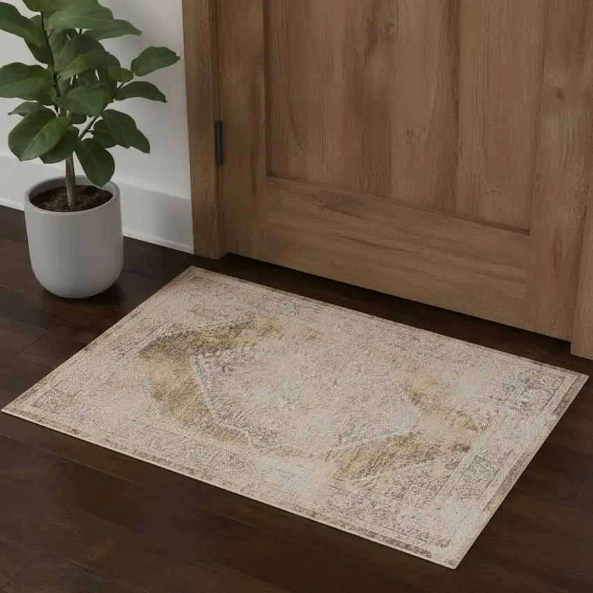 Beige Geometric Area Rug Photo 1