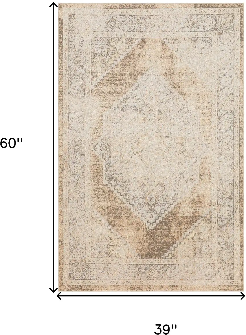 Beige Geometric Area Rug Photo 3