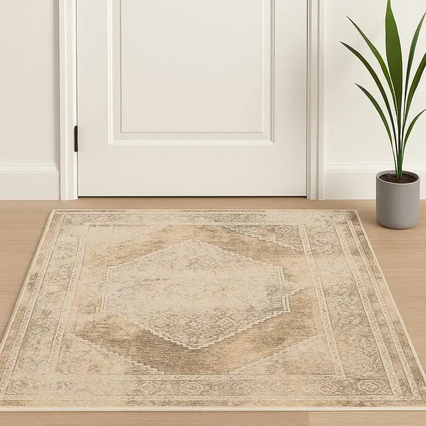 Beige Geometric Area Rug Photo 1